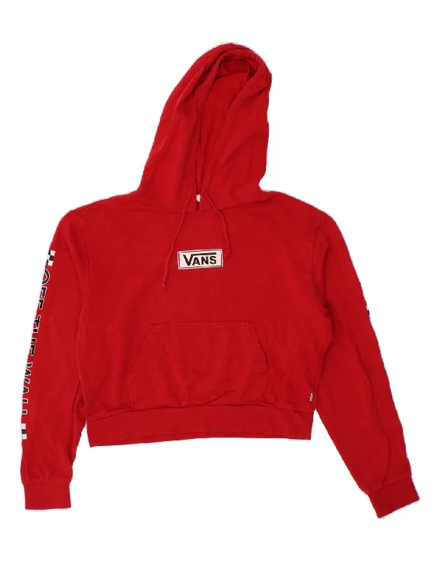 Must-Have Deals VANS Womens Oversized Graphic Crop Hoodie Jumper UK 10 Small Red