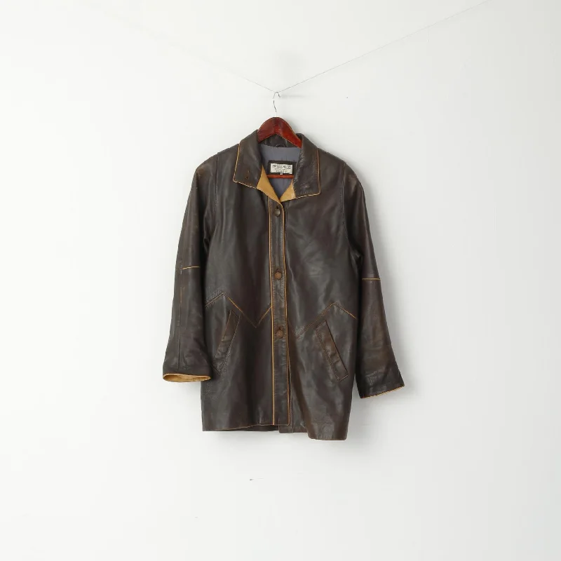 Special Price urban coatPieles Mijas Women 38 S Jacket Brown Leather Soft Cow Skin Single Breasted Top