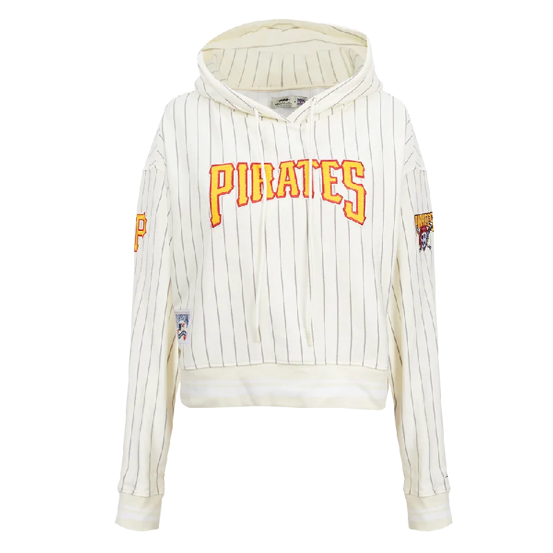 Lowest Price MLB PITTSBURGH PIRATES PINSTRIPE RETRO CLASSIC WOMEN'S RIB FLC CROPPED P (EGGSHELL/ GREY)