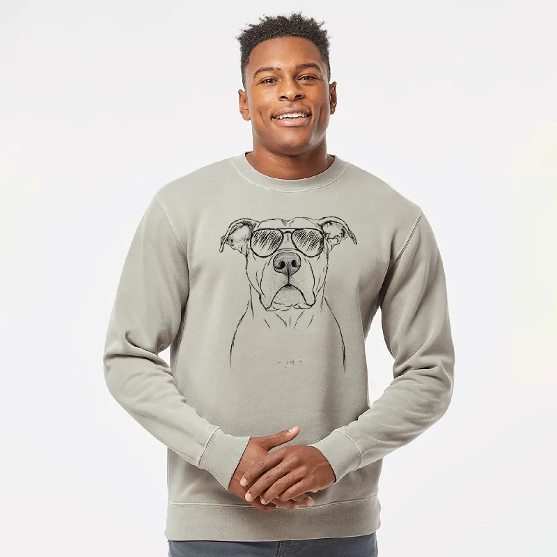 Bargain Bin Aviator KiaOra the Pitbull Mix - Unisex Pigment Dyed Crew Sweatshirt