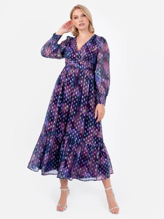 Markdowns chic shift dressLovedrobe Purple Long Sleeve Midi Dress With Silver Dobby Detail Markdowns chic shift dressLovedrobe Purple Long Sleeve Midi Dress With Silver Dobby Detail