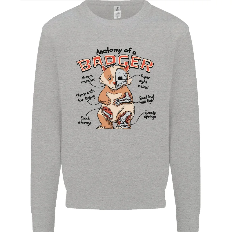 Best Bargains minimalist gym sweatshirtAnatomy of a Badger Funny Mens Sweatshirt Jumper