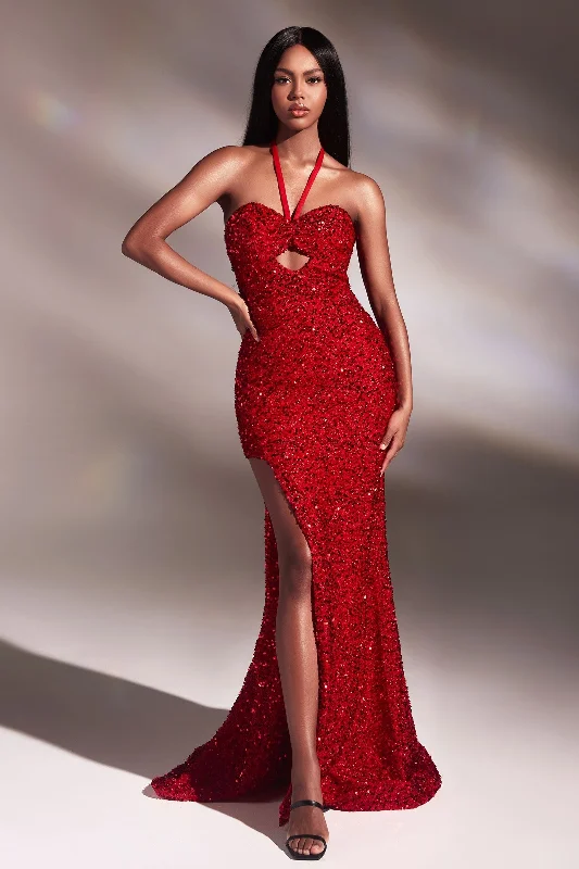 Price Slash A-line dressHalter Fitted Sequin Bust Cups Keyhole Mid Open Laced Back Long Prom & Bridesmaid Dress CDCD883 Price Slash A-line dressHalter Fitted Sequin Bust Cups Keyhole Mid Open Laced Back Long Prom & Bridesmaid Dress CDCD883