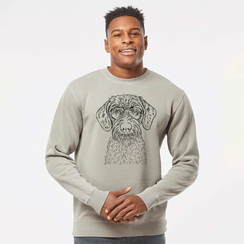 Mega Sale Aviator Gus the German Wirehaired Pointer - Unisex Pigment Dyed Crew Sweatshirt