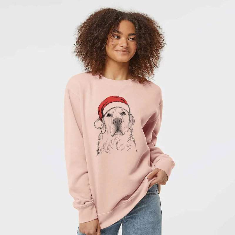 Super Bargain Santa Hank the Irish Cream Golden Retriever - Unisex Pigment Dyed Crew Sweatshirt