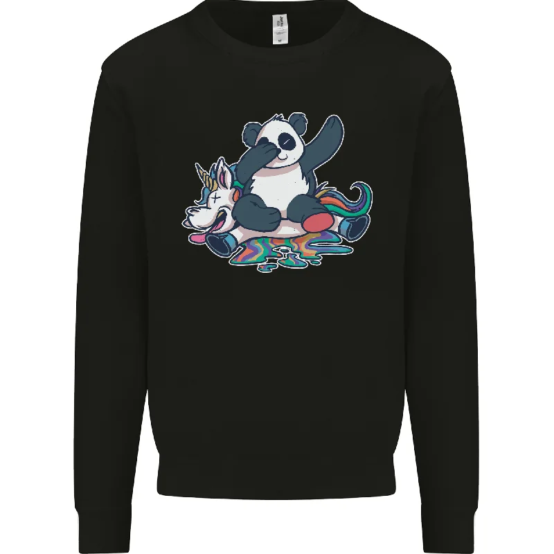 Super Deal Dabbing Panda Squashing a Unicorn Funny Mens Sweatshirt Jumper