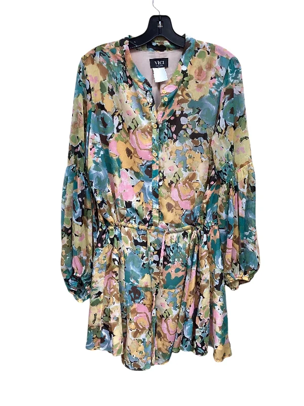 Deep Discounts v-neck dressDress Casual Midi By Vici In Multi-colored, Size: Xl