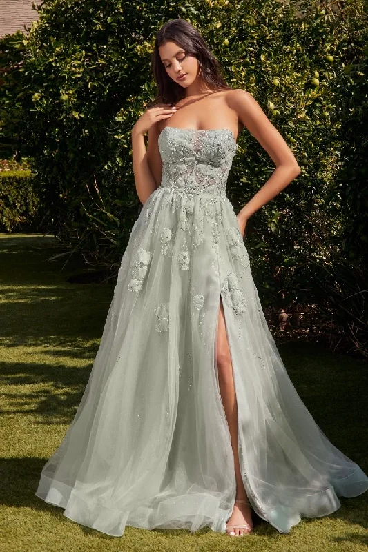 Epic Deals comfy dressStrapless Sage Corset Back Side Slit Tulle Skirt Long Prom Dress CDA1346 Epic Deals comfy dressStrapless Sage Corset Back Side Slit Tulle Skirt Long Prom Dress CDA1346