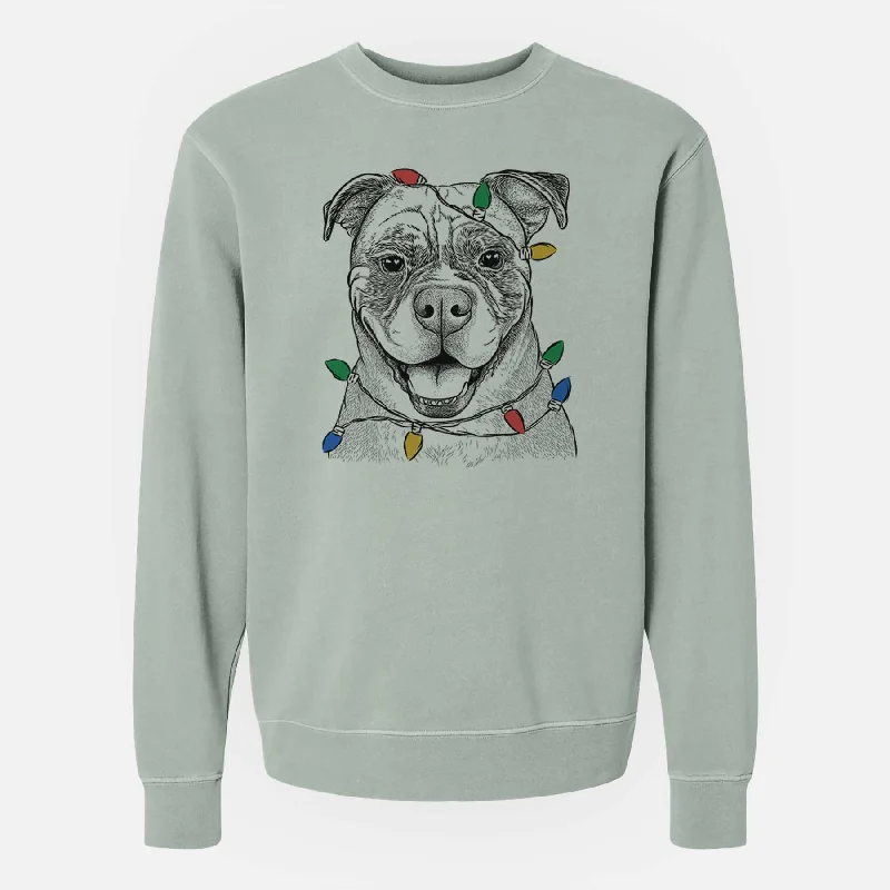 Midnight Madness urban sports sweatshirtChristmas Lights Rufus the American Bulldog - Unisex Pigment Dyed Crew Sweatshirt Midnight Madness urban sports sweatshirtChristmas Lights Rufus the American Bulldog - Unisex Pigment Dyed Crew Sweatshirt