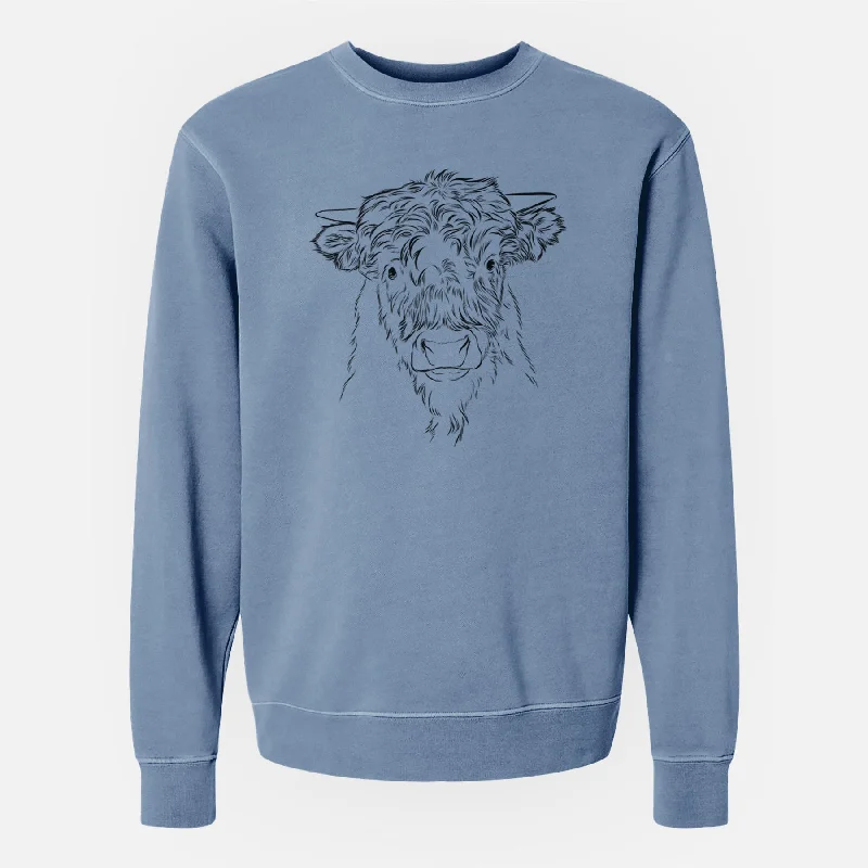 fashionable fitness sweatshirtBare Mack the Scottish Highland Cow - Unisex Pigment Dyed Crew Sweatshirt