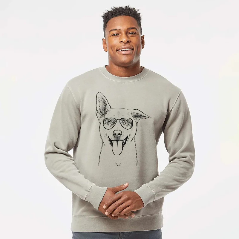 Bargain Bin Aviator Hoya the Korean Jindo - Unisex Pigment Dyed Crew Sweatshirt