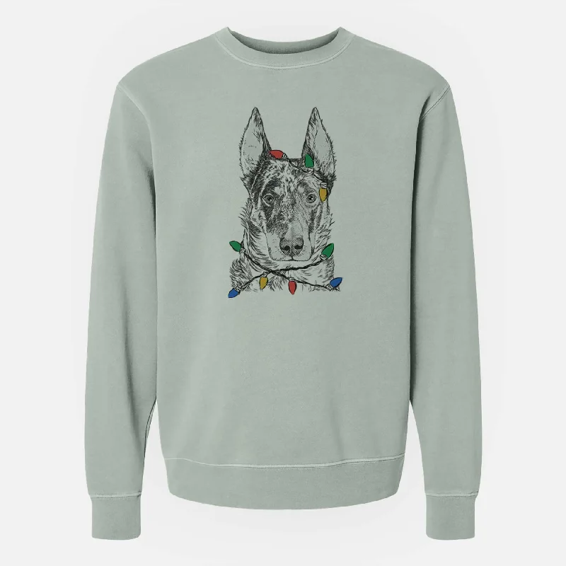Act Fast Christmas Lights Nori the Beauceron - Unisex Pigment Dyed Crew Sweatshirt