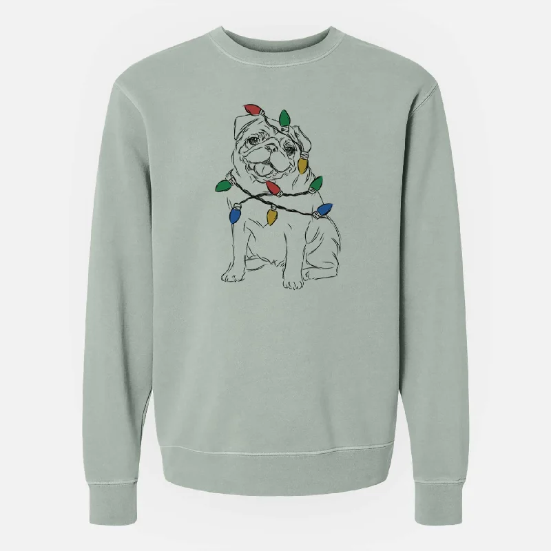 Price Rollback Christmas Lights Higgins the Pug - Unisex Pigment Dyed Crew Sweatshirt