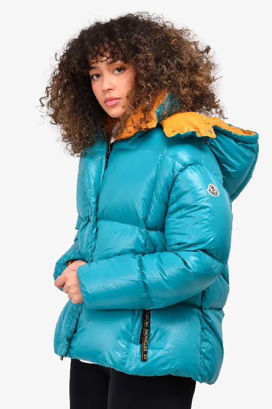 classic jacketMoncler Teal/Mustard Down 'Parana' Hooded Parka Jacket Size 2