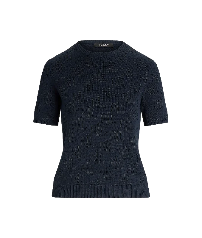 Huge Discounts zip-up jacketMonogram Jacquard Short-Sleeve Jumper - Black
