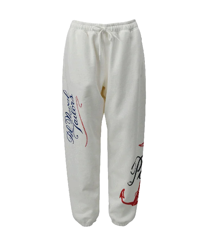 Limited Time Offer stylish peacoatNautical Logo Fleece Sweatpant - White