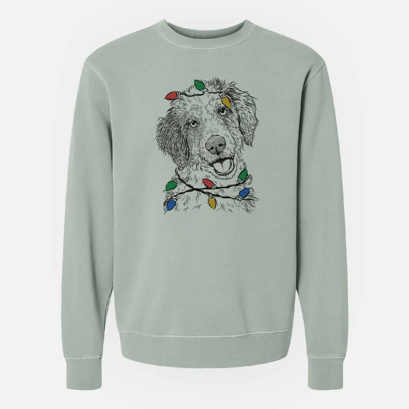 Instant Discount Christmas Lights Hoge the Aussiedoodle - Unisex Pigment Dyed Crew Sweatshirt