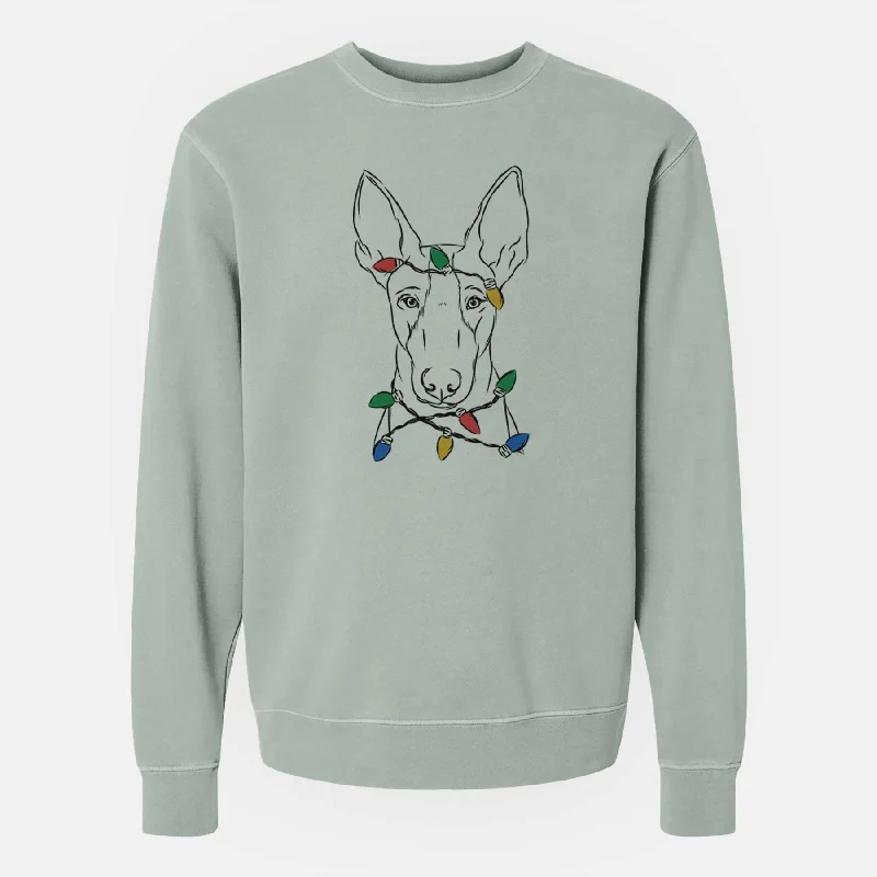 Clearance Event Christmas Lights Indy the Ibizan Hound - Unisex Pigment Dyed Crew Sweatshirt