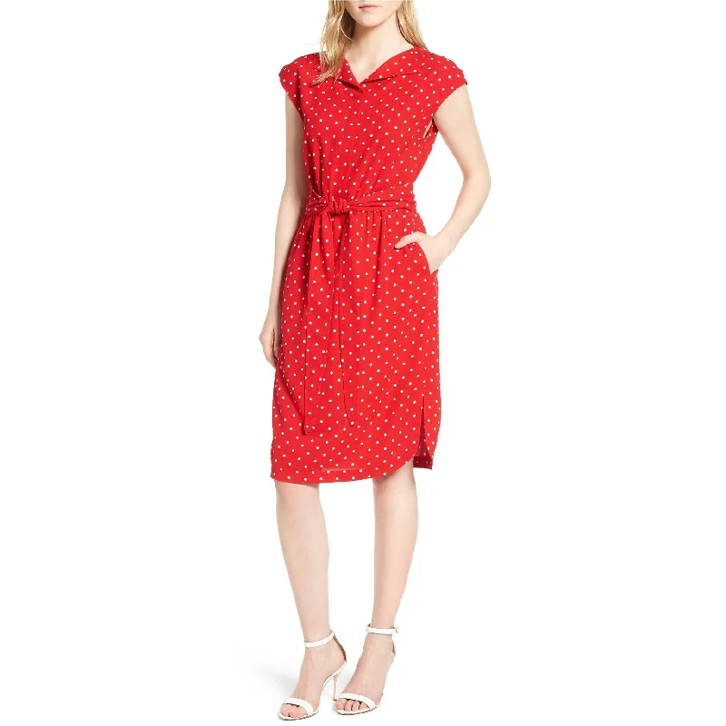Weekend Deal flowy dressAnne Klein Womens Polka dot Shirt Dress, Red, X-Large