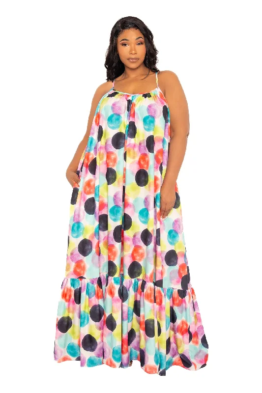 Price Break bohemian dressPolka Dot Voluminous Maxi Dress