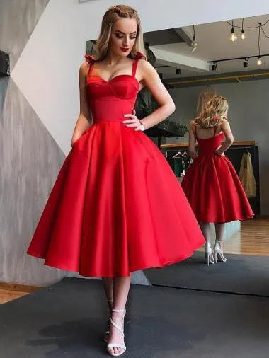 trendy mini dressRed Bowknot Straps Short Prom Dress, Cut Out Back Homecoming Dress, OP148