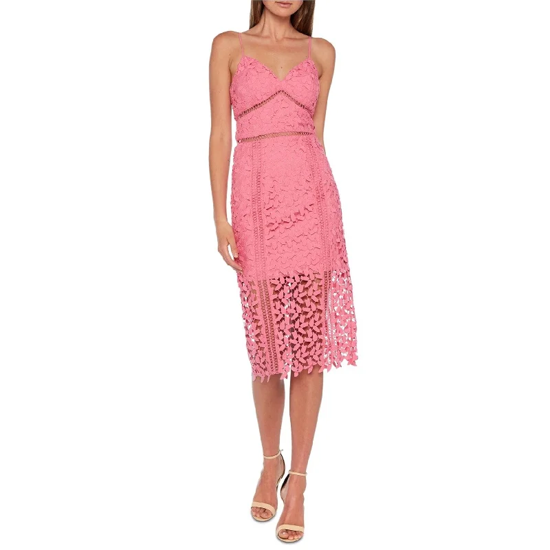 Online Only structured dressBardot Womens Roxy Lace Midi Dress, Pink, 6