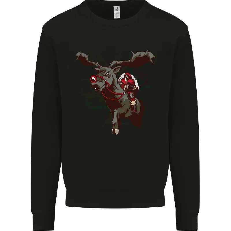 Online Only Dark Santa Riding Rudolph Christmas Xmas Mens Sweatshirt Jumper