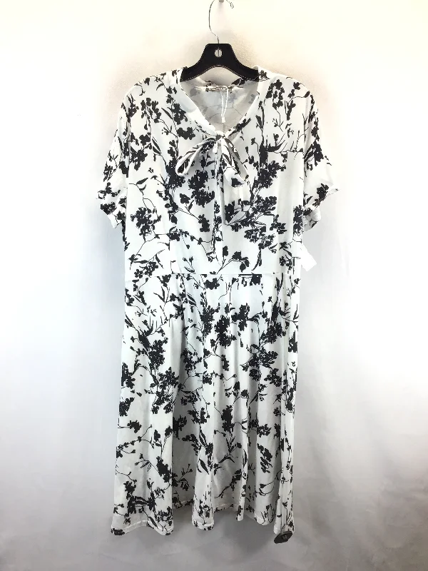 chic shift dressDress Casual Midi By Clothes Mentor In Black & White, Size: 2x