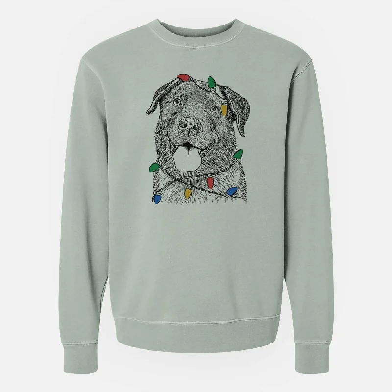 Sale Event Christmas Lights Gonzo the Chocolate Lab - Unisex Pigment Dyed Crew Sweatshirt