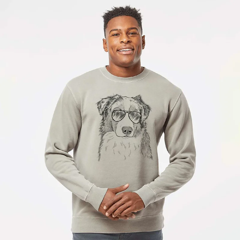 One-DAY Sale Aviator Ginger the Australian Shepherd - Unisex Pigment Dyed Crew Sweatshirt