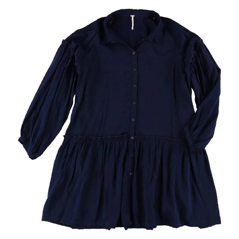 Price Rollback draped dressFree People Womens Shirt Drop Waist Dress, Blue, Medium