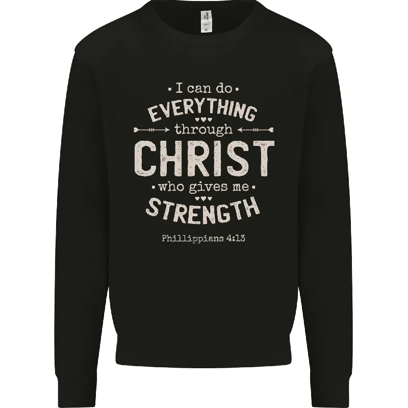 Best Bargains Christ Gives Me Strength Christian Jesus God Mens Sweatshirt Jumper