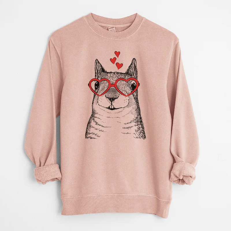 Limited Stock Valentine Nibbles the Squirrel - Unisex Pigment Dyed Crew Sweatshirt