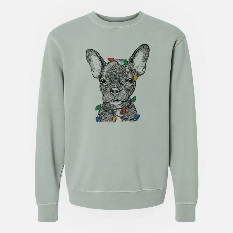 Today’s Deal Christmas Lights Henry the French Bulldog - Unisex Pigment Dyed Crew Sweatshirt