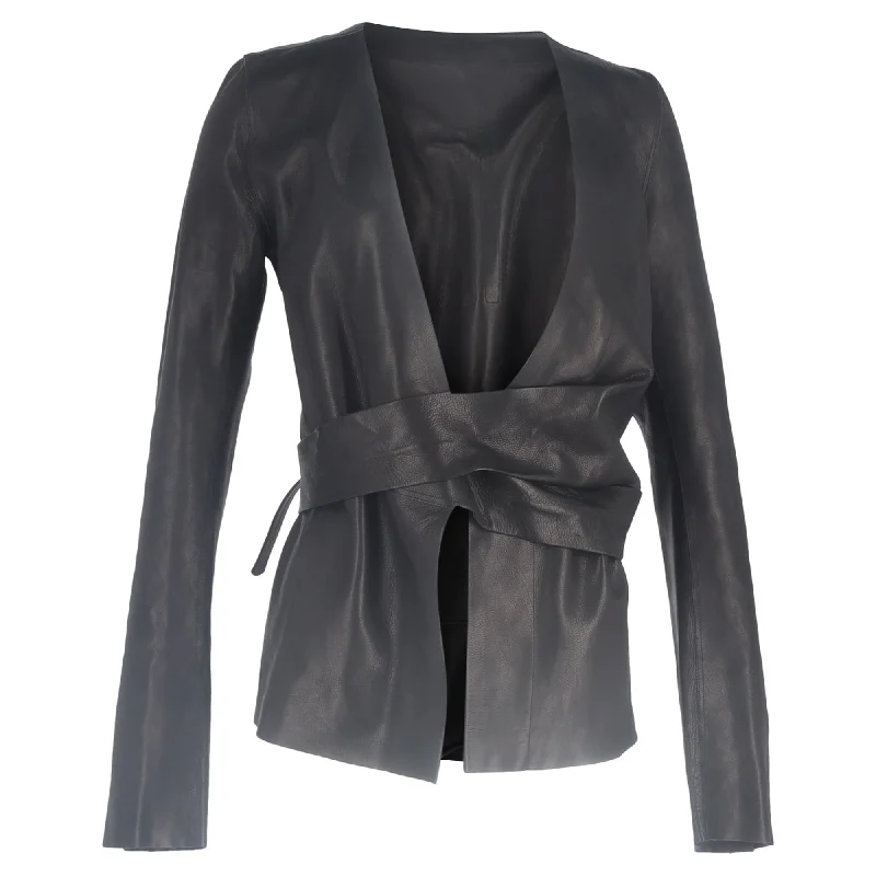 Rick Owens Wrap Jacket in Black Leather