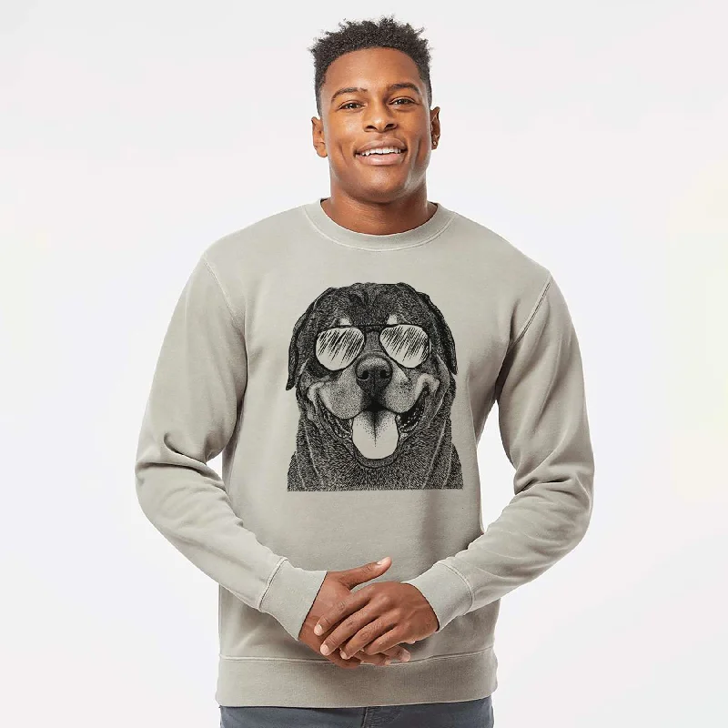 Seasonal Sale Aviator Hagan the Rottweiler - Unisex Pigment Dyed Crew Sweatshirt