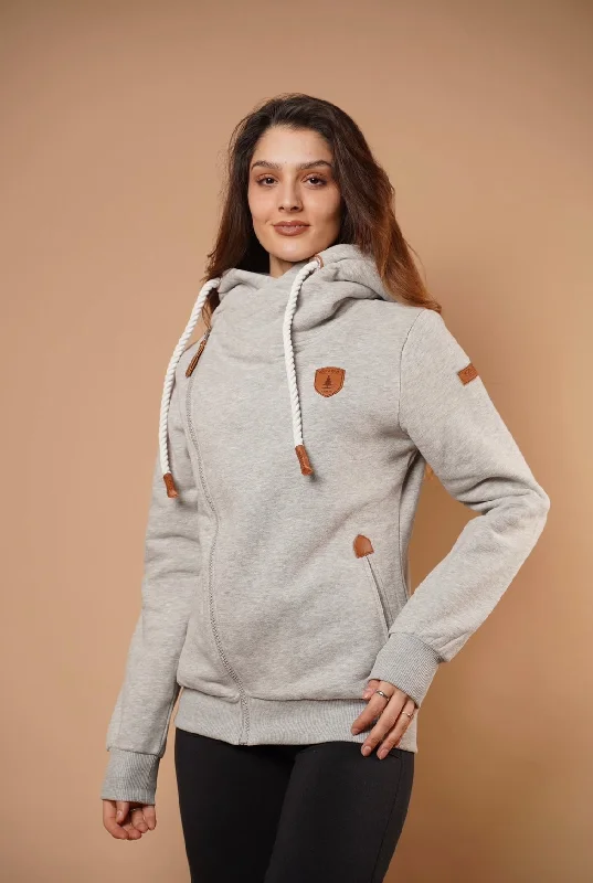 Athena Light Heather Grey Full-Zip Hoodie