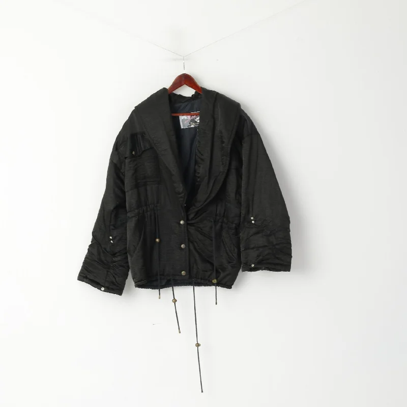 Savings Galore chic padded coatSportalm Kitzbuhel by Dahan Women 34 M Jacket Black Vintage 70s Shoulder Pads Panda Nylon Shiny Top