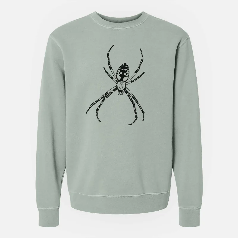 cool workout sweatshirtArgiope aurantia - Yellow Garden Spider - Unisex Pigment Dyed Crew Sweatshirt