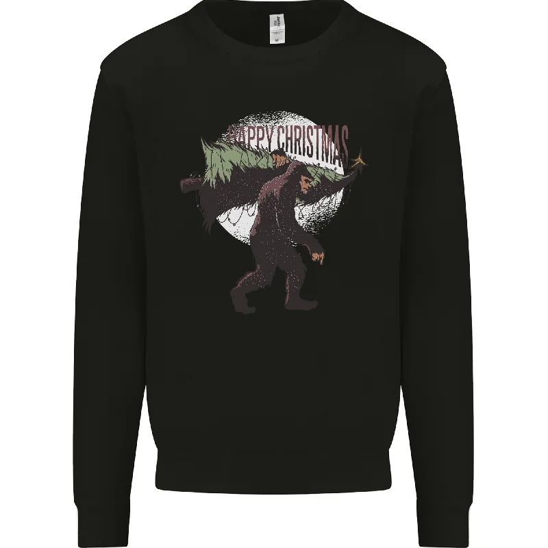 Exclusive Offers Christmas Bigfoot With an Xmas Tree Mens Sweatshirt Jumper