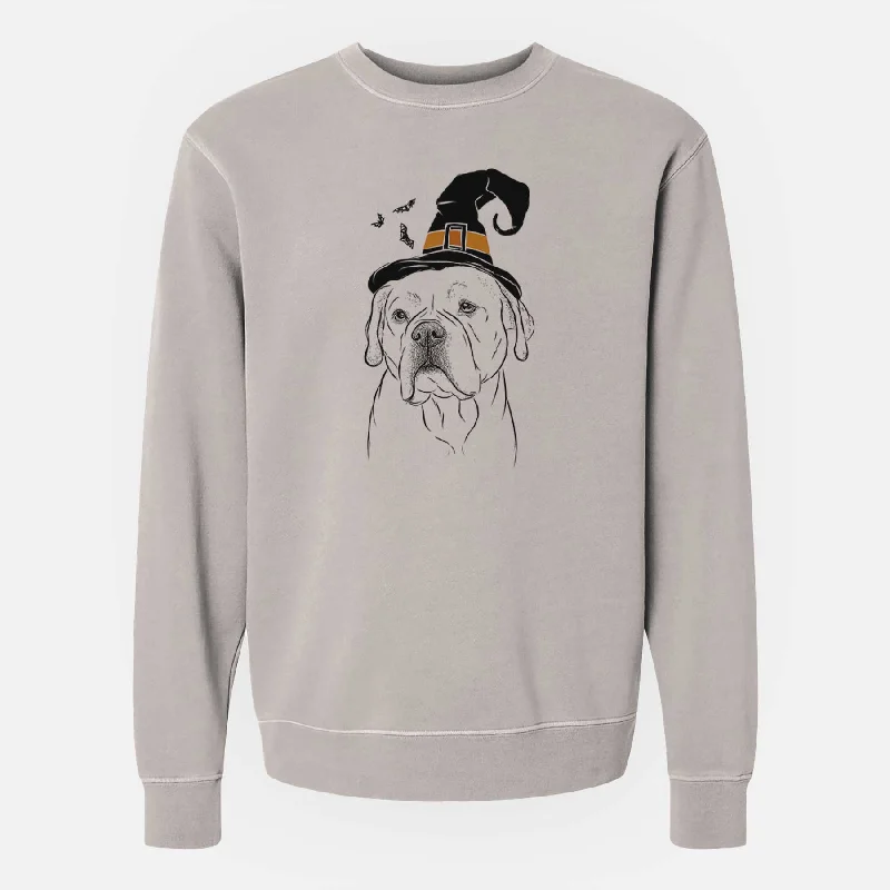 Bonus Savings Witch Nora the American Bulldog Mix - Unisex Pigment Dyed Crew Sweatshirt