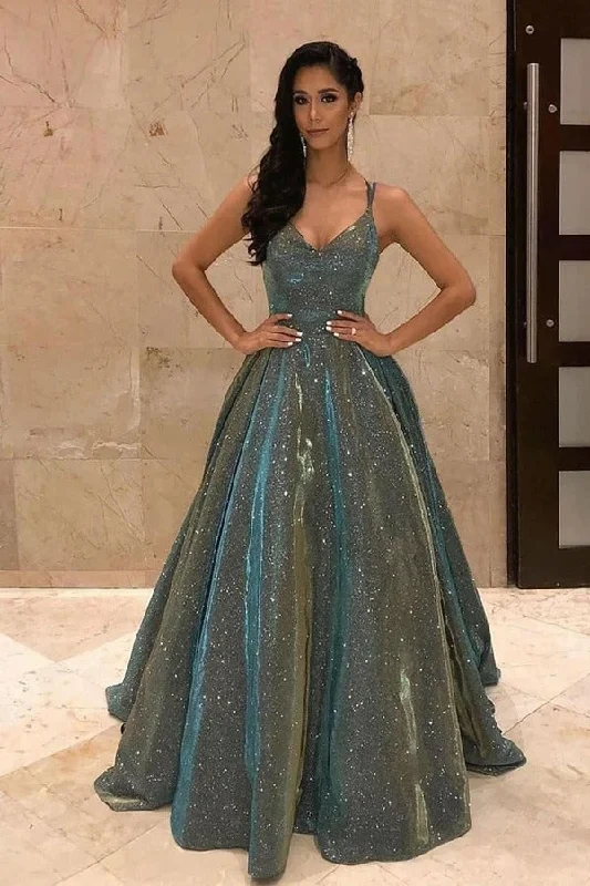 Major Savings summer dressSparkly Spaghetti Straps Backless Quinceanera Dresses