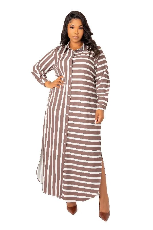 Epic Deals bodycon dressMixed Stripe Maxi Shirt Dress