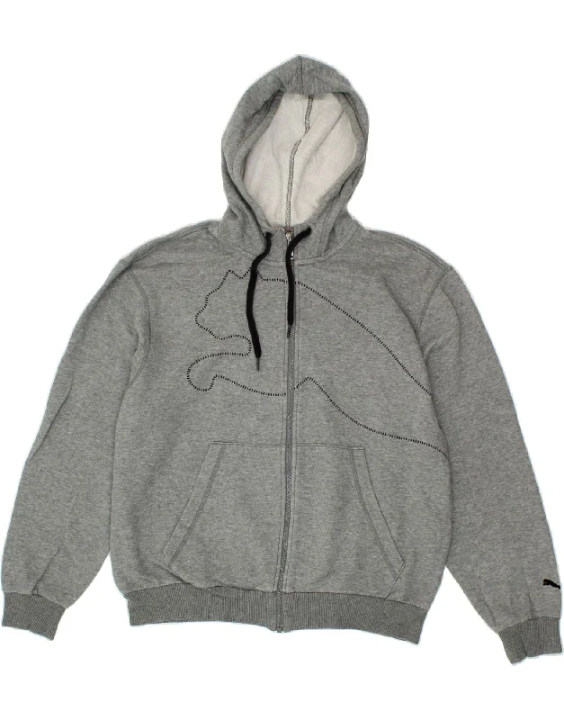 PUMA Mens Zip Hoodie Sweater Medium Grey Cotton