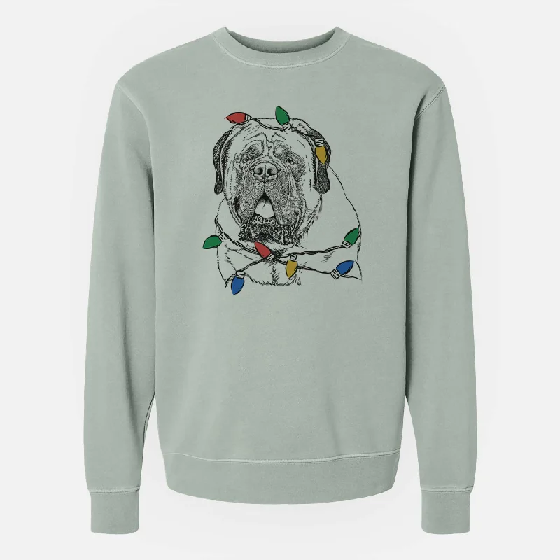 Midnight Madness Christmas Lights Jed the English Mastiff - Unisex Pigment Dyed Crew Sweatshirt