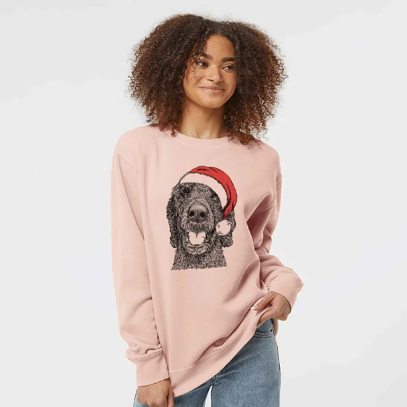 New Deals Santa Obi James the Goldendoodle - Unisex Pigment Dyed Crew Sweatshirt