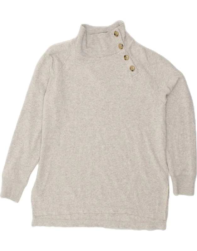 Buy Now J. CREW Womens Oversized Button Neck Sweatshirt Jumper UK 10 Small Grey