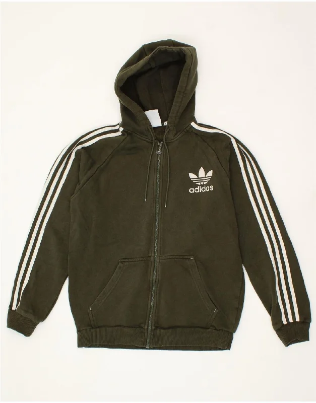 ADIDAS Mens Zip Hoodie Sweater Medium Green Cotton