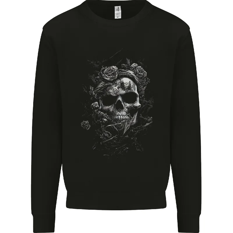 Price Cut Dark Skull Dark Heart Gothic Goth Mens Sweatshirt Jumper