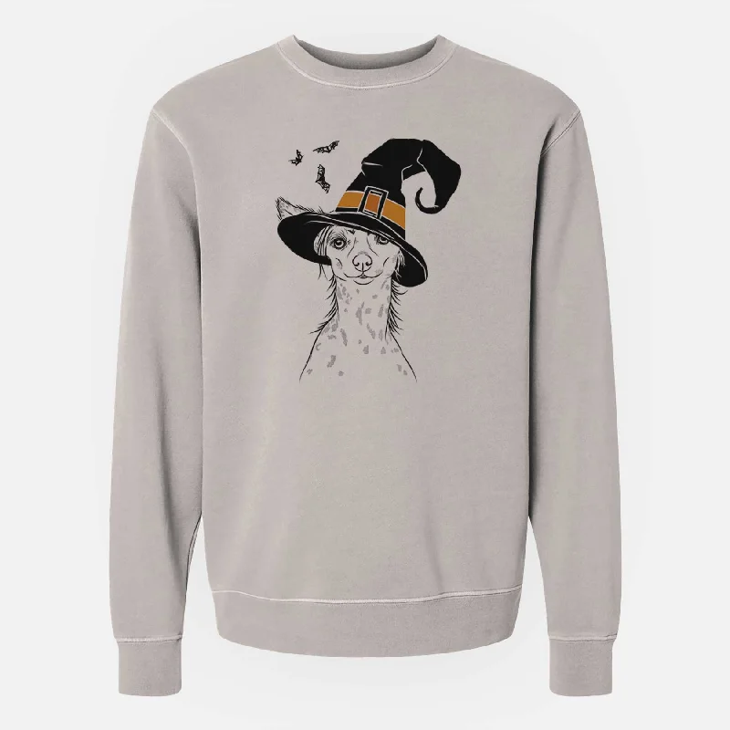 Sneak Peek Sale Witch Hudson the Chinese Crested - Unisex Pigment Dyed Crew Sweatshirt